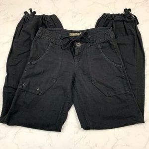 Free People Black Linen Blend Cargo Utility Pants